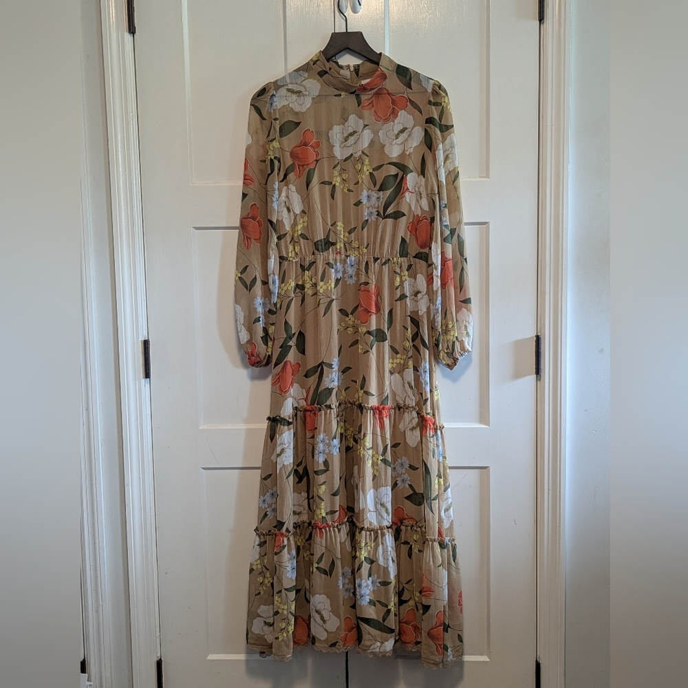 Lost + Wander Floral Sheer Fully Lined Cami Dress SM Feminine Tiered Excel Used